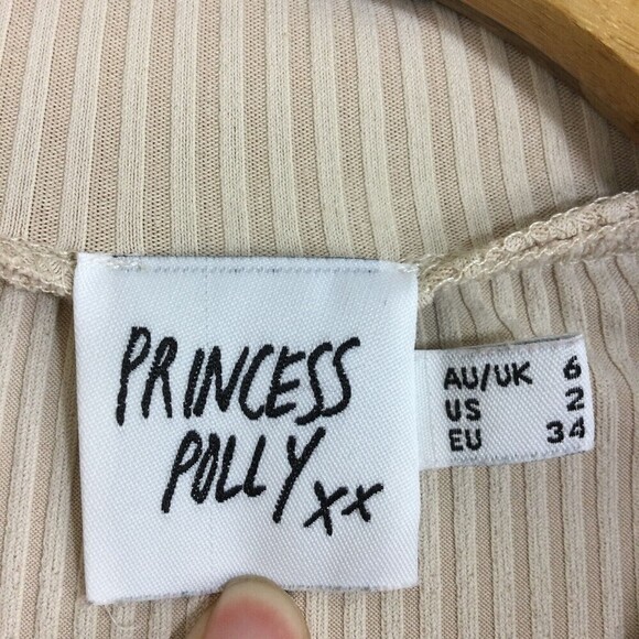 Princess Polly Womens Kiara Bodycon Shirt Dress Beige Size 2 - Picture 4 of 7